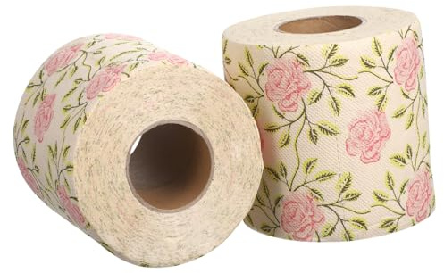 Gatuida Carta Igienica Morbida Floreale Stampa Rosa 2 Pezzi Motivi Vividi e Chiari in Polpa di Bambù per Casa e Feste