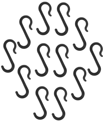Toddmomy 24 Stück S-Haken aus Kunststoff 16mm Schwarz für Handtücher Bademäntel Schlüssel Stanzfreier Lagerregalhaken Mehrzweckhaken Haushaltshaken Küche und Badezimmer