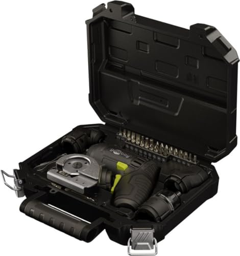 goobay set mini avvitatore a batteria 4in1, 35 pezzi - 28 punte, 4 inserti e 1 adattatore in acciaio al cromo-vanadio - forma a pistola, coppia di serraggio 8 Nm, illuminazione LED frontale - 77817