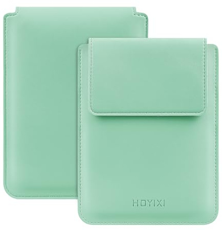 HoYiXi Funda Universal para 7 Kindle Paperwhite 2024/6.8 Paperwhite 2025-2021,Compatible Kobo/Voyaga/Pocketbook/Tolino E-Book Funda de Cuero Ligero Bolsa para Ebook de 6.8-7 Pulgadas,Verde