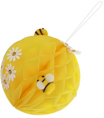 HIAKDOFT Decorazione Appendibile Palla Nido d’Alveare in Carta Gialla DIY per Feste Tema Api Addobbo Versatile per Matrimoni e Eventi Facile da Assemblare e Personalizzare