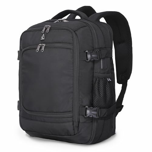 Aerolite 40x30x20cm Ryanair & Wizz Air Cabin Bag & Hand Luggage Backpack | Fits Ryanair & Wizz Air Under Seat, Premium Zippers, Lightweight, Travel Backpack Rucksack, Hand Luggage, Cabin, Black