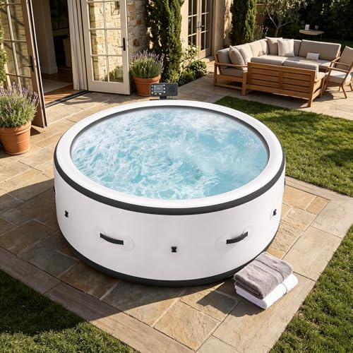 Vasca idromassaggio gonfiabile per 2-6 persone, piscina SPA portatile da 2500 W con 150 getti d'aria, design a prova di perdite, riscaldamento e coperchio, capacità 1722L, riscaldamento rapido