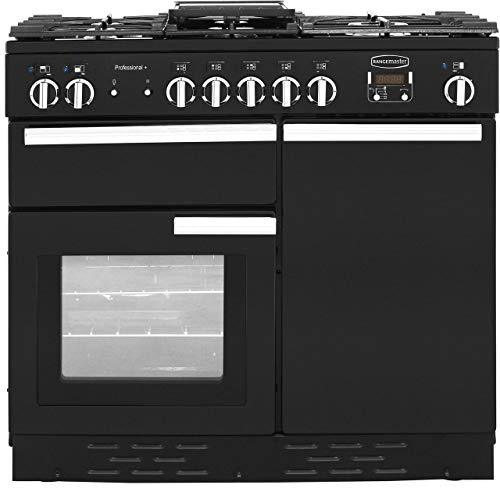 Rangemaster Professional Plus PROP100DFFGB/C 100cm wide Dual Fuel Range Cooker with Gas Hob - Black - A/A Rated