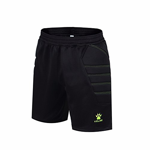 KELME Goalkeeper Shorts für Erwachsene, Kurze Torwarthose, für Herren, Schwarz/Neongrün, 2XL