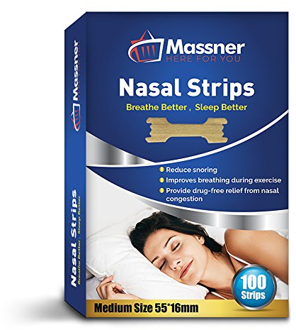 Massner Nasal Strips Medium, 100 Pack – Extra Strength Anti Snoring Nose Strips – Drug-Free Sleep & Breathing Relief – Stop Snoring Aid for Men & Women with Nasal Congestion