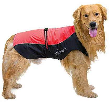 Ranphy Hunderegenmantel Wasserdicht für Mittlere und Große Hunde Reflektierend Regenhülle Atmungsaktive mit Bauchschutz Dackel Labrador Hundejacke Ultraleichte Sicheren Hundebekleidung Rot 8XL