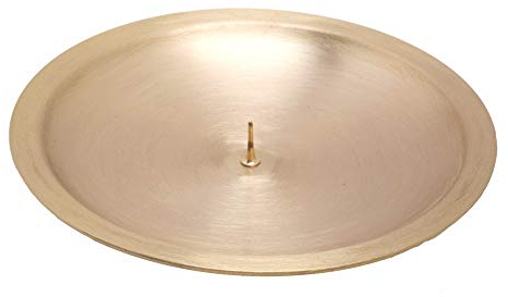 NKlaus Kerzenteller Ø 13cm Kerzenständer Taufkerze Kerzenhalter mit Dorn 1cm Kerzenuntersetzer Messing Stumpenkerzen Kommunion Taufe Gold matt 2813