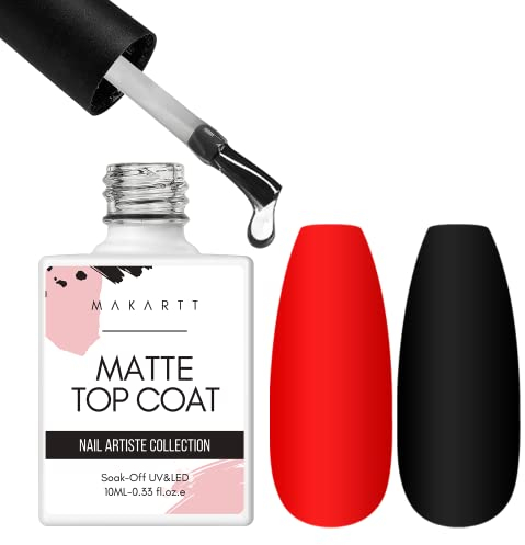 Makartt Matte Top Coat Gel UV Nagellack - Top Coat Matt Ohne Schwitzschicht Gellack UV, No Wipe Versiegelungsgel für Gelnägel Überlack für Nägel Lack Gel Nägel NageldesignGellack hält bis zu 28 Tage