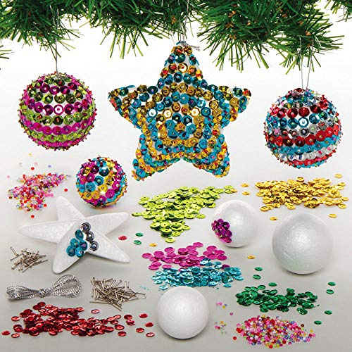 Baker Ross AX383 Kits De Boule En Paillettes De Noël - Lot De 10, Faites Vos Propres Décorations De Noël, Art Créatif Et Fournitures D'Artisanat Pour Les Enfants À Concevoir Et À Décorer
