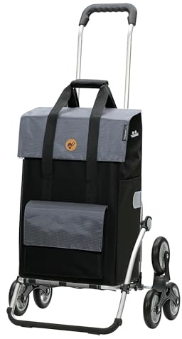 Andersen Einkaufstrolley - klappbar - 43 Liter - Treppensteiger | mit Kühlfach - Aufhängung für Einkaufswagen - belastbar 50 kg - Aluminium - Rad Ø 3 x 13 cm - Royal Shopper Vektor grau