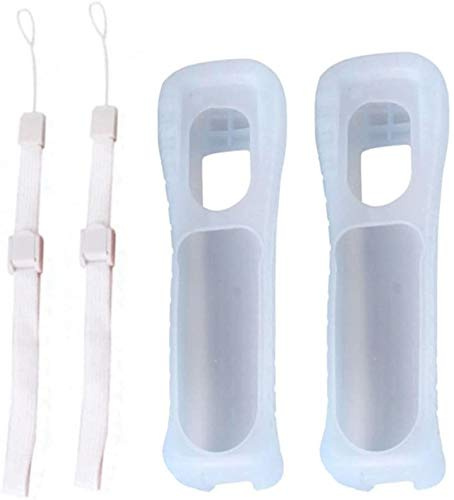 2 x Silicone Skin Case Cover with Wrist Strap for Nintend Wii Remote (White)