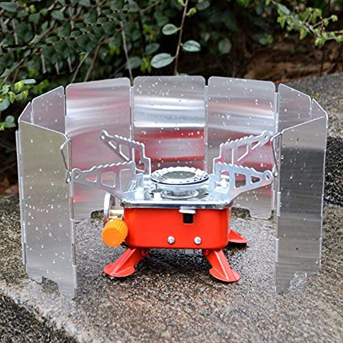 Tissting Pare-Vent pour Réchaud de Camping, Pare-Vent Pliable en Aluminium Léger avec 9 Plaques Adjustables pour Pique-Nique, Barbecue et Activités en Plein Air