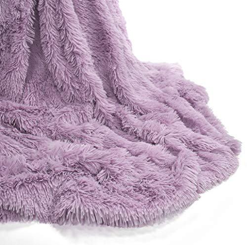 Teddy Fleece Luxury Hug and Snug Cuddles Fluffy Faux Fur Sherpa Reversible Throw Sofa Bed Super Soft Warm and Cosy Blanket Throw Lilac 150cm x 200cm Approximate