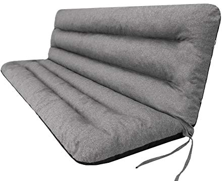 PillowPrim Kissen für Hollywoodschaukel • Gartenbankauflage • Bankauflage • Bankkissen • Sitzkissen und Rückenkissen • Gartenpolster • sitzbreite 150cm Anthrazit