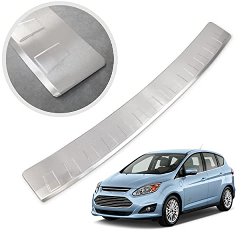 CHROMEMASTER | Ladekantenschutz Stoßstangenschutz | Kompatibel mit Ford C-Max 2 2011- ; Gebürsteter Edelstahl, Silber Matt; Unsere Lackschutzleiste Sichert den Heckstoßfänger vor Kratzern