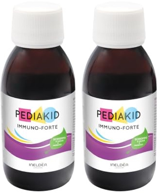PEDIAKID - Immuno-Forte - Formula esclusiva al sciroppo d'Agave - Contribuisce a sostenere tutte le difese dell’organismo - Aromatizzato al mirtillo - 2 Flaconi da 125ml