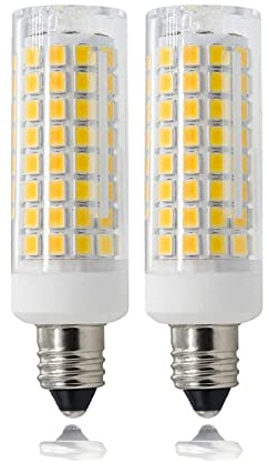 HXWY E11 LED Bulb, Mini Candelabra Base, Omni-Directional 7W 730LM 120V E11 Indoor Lighting Bulb Replaces T3/T4 JD E11 Warm White 3000K(Pack of 2)