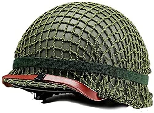 REMEK Amerikanischer WWII M1 Stahlhelm US WW2 M1 Replik-Helm Mit Mesh Canvas Kinn Cat Eye Gürtel Einstellbare Größe Zweiter Weltkrieg Schutzhelm Militärische Ausrüstung