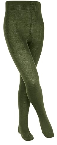 FALKE unisex barn komfort ull strumpbyxor andas klimatreglerande lukthämmande ull förstärkt varm hållbar slitstark hudvänlig halkfri inte repande 1 styck, Grön Sern Green 7681, 134-146