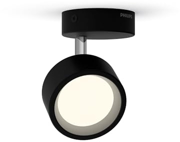PHILIPS Bracia 1-er LED Spot (5,5 W), einflammiger Wandspot mit warmweißem Licht, energiesparende Raumbeleuchtung mit langer Nutzlebensdauer, schwarz