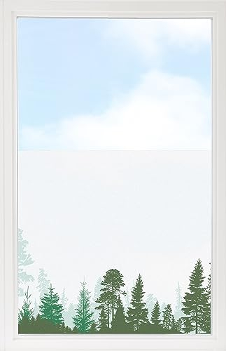 GRAZDesign Fensterfolie Blickdicht Sichtschutz, Sichtschutzfolie Fenster, Glastüren, Küche & Küchenfenster, Bad & Badfenster, Milchglasfolie Bedruckt Wald grün (Bäume Nr.1, 60x57cm)
