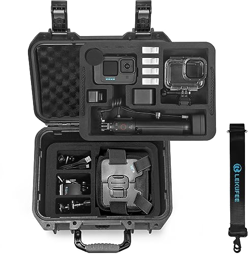 Generisch Lekufee Wasserdichter Hartschalenkoffer für Gopro Hero13 black/12/11/10/9/8/Gopro Volta/Media Mod/Action Bundle/Creator Edition und Zubehör (Nur Transportkoffer)