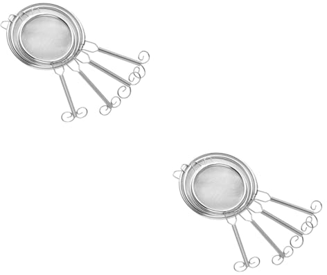 BESTonZON 8 Stk Tee Auslaufen Siebe Feinmaschig Mesh-skimmer-löffel Korb Aus Spinnennetz Frittiersieb Siebkelle Schöpflöffel Aus Draht Backmehlsieb Rostfreier Stahl Langen Griff