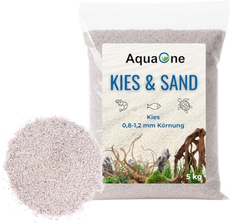 AquaOne Akvarium grus sand 5 kg I golvbotten ljus svart färgglad fin medium grov I akvariegrus premiumkvalitet I kvartssand akvariegrus dekoration aquascaping, korn (ljus 0,8–1,2 mm)