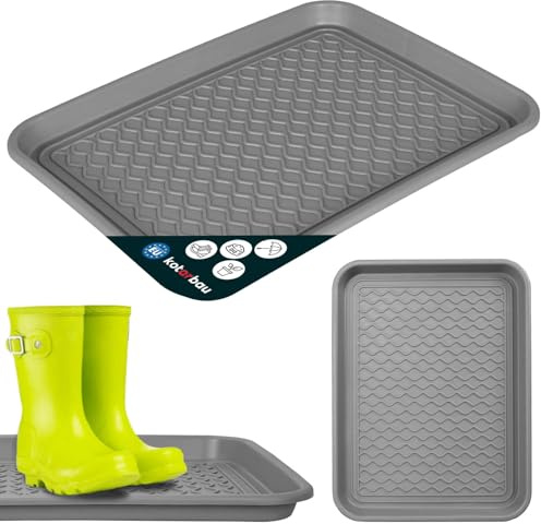 KOTARBAU® Schuhabtropfschale - 38 x 50 cm - Abtropfmatte für nasse Schuhe - Schuhablage für Herbst & Winter - Schuhmatte aus Kunststoff - Schuhwanne für Flur - Schuhtablett - Grau