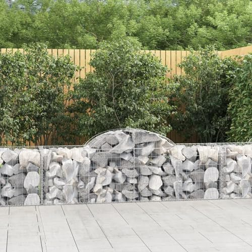 Tidyard Gabionen mit Hochbogen 18 STK.Gabionenkorb Steingabionen Steinkorb Gabionen Wand Mauer Drahtkorb Säule Gabionenset Gabionenkörbe 200x50x60/80 cm Verzinktes Eisen-4163