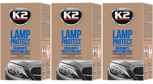 K2 Protector de Faros Coche Pack de 3 - Restaurador Faros Revestimiento Protector para Reflectores - Lamp Protect 10 ml