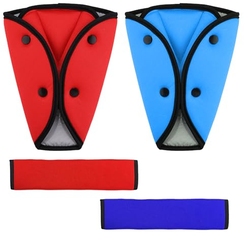 2 cuscinetti per cinture di sicurezza e 2 spallacci per auto, protezione con fibbia per seggiolino auto, cintura di sicurezza per bambini, regolazione della cinghia, clip di sicurezza per bambini