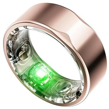 Synqlux Smart Titanium Ring for Health and Fitness Tracking, monitoraggio glicemia, V02, Oxygen SPO2, temperatura corporea, unisex (oro, 7 (17,4 mm di diametro dell'anello))