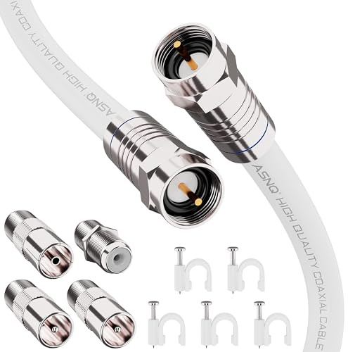 ASNQ RG6 Koaxialkabel-Verbinder-Set 2m - Verlängerung für Sat Kabel und Antennenkabel für Highspeed-Internet, Breitband-/ Digital TV - RG6 Pressverbinder- Digitales Audiokabel Koaxialkabel