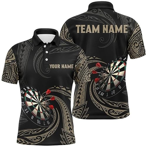 Personalisierte Rollkragen-Tribal-Darts-Polos & Quarter-Zip-Shirts für Herren & Damen - Individuelle Darts-Shirts und Dart-Trikots L0825