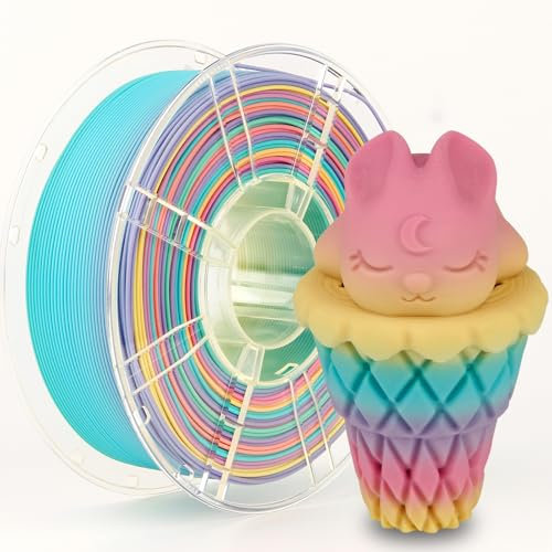 LVVJ3D 3D Drucker Filament, Matte Rainbow PLA Filament 1.75mm, Multicolor Regenbogen PLA Filament, 1 kg/Spool