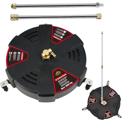 Pulitore per esterni, detergente per superfici ad alta pressione per esterni, con ruote, strumento di pulizia con 2 ugelli ad alta pressione per ponti, terrazze, vialetti e marciapiedi