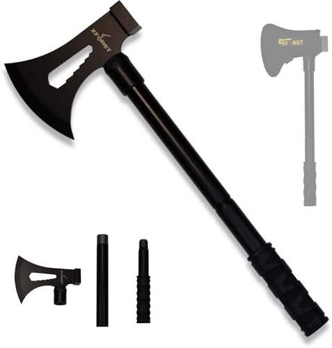Xforst TM3 Accetta con Testa a Martello – Ascia Doppio Filo con Protezione per la Lama, Ascia Compatta a 3 Pezzi per Campeggio e Sopravvivenza – Ideale per Giardinaggio e Avventure Outdoor