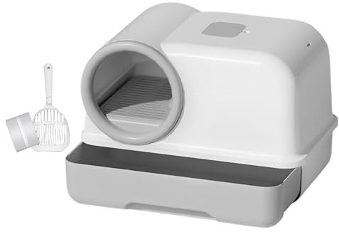 LOVIVER Caja de Arena para Gatos Completamente Cerrada, fácil de Limpiar, Tipo cajón, Suministros para Mascotas, Orinal para Gatos pequeños con Tapa, Gris