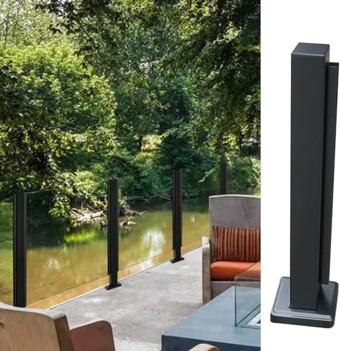 Colonne de balustrade en verre noir pour patio, terrasse, escalier avec supports de garde-corps en verre, clôture de garde-corps en verre, pince de serrage noir 145 cm