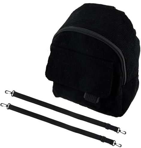 YILANJIN Cord Mini Rucksack, Kleiner Lässiger Tagesrucksack, Reiserucksack, Klein Cityrucksack, Kinderrucksäcke, Kleine Rucksäcke für Frauen und Mädchen, Schwarz
