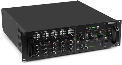 Power Dynamics PD PAM2004 4 Zone Matrix Amplifier, 4x 200W Multi Zone Audio Amplifier with Matrix Mixer, Bluetooth, AUX, XLR/Jack Inputs, 100V Line, Independent Control, Adjustable Bass & Treble