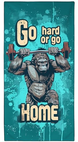 YISUMEI Mikrofaser Strandtuch Bedruckt mit Fitness Gorilla, Weich Leicht Sandfest Schnelltrocknendes Handtuch, Übergröße XXL 180 x 90 cm
