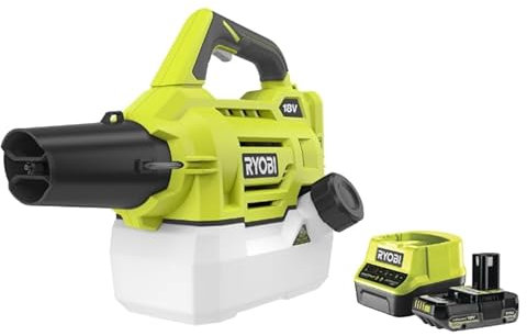 Ryobi Atomizzatore a Batteria 18V ONE+ con 1 Batteria 2.0Ah e Caricabatterie Rapido, Tanica 2L, Senza Pompaggio Manuale, Arriva a 4.5m di Distanza, per Superfici Difficili da Raggiungere, RY18FGA-120