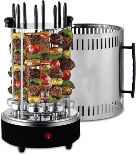 Electric Vertical Rotisserie Kebab Machine, 1000W Smokeless Indoor Barbecue Grill with 12 Forks, Perfect for Cooking Gyros and BBQs at Home
