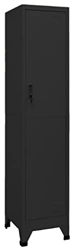 Tomostar Casier Métallique, Casier Vestiaire Armoire Métallique pour Bureau École Salle de Sport Noir 38x45x180 cm Acier