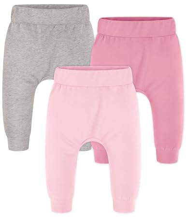 Yoofoss Baby Pants Organic Cotton Baby Boy Girl Sweatpants 3-6 Months, 3 Pack Infant Toddler Jogger Pull On Bottoms