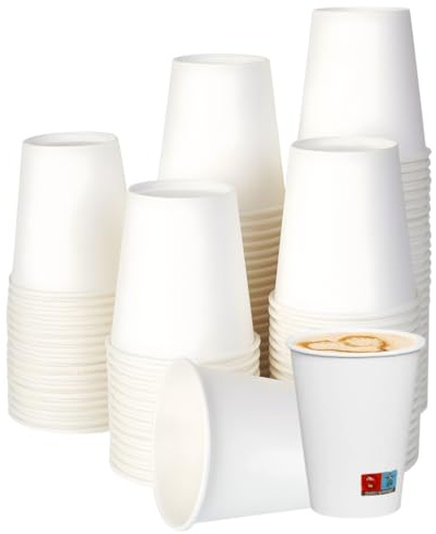 Ecovelo' Bicchieri in Carta Bianchi Monouso | Resistenti, termici Cappuccino, tisane, Tè, cocktail bevande asporto| Ecologici, Compostabili, riciclabili per Bar,Eventi,Uffici,Catering (350ml 200 pezzi