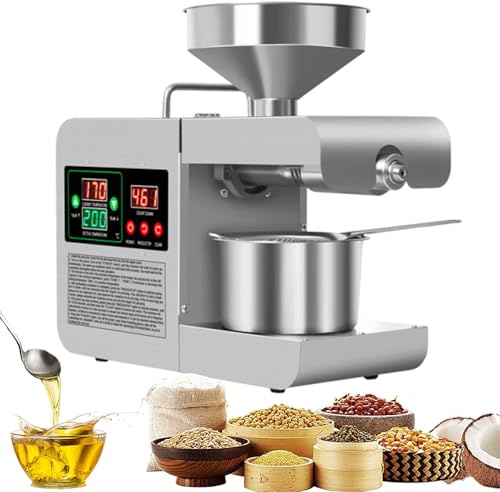 Pounjsd Presse à Huile 820 W, Machine d'extraction d'huile, Extracteur d'huile Multifonction Noix de Coco/Amandes/Graines, presse-huile automatique pour Arachide, Ricin, Canola, Fèves De Cacao, Sésame